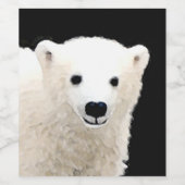 Polar Bear Cub Painting - Original Wildlife Art Weinetikett (Einzelnes Label)