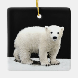 Polar Bear Cub Painting - Original Wildlife Keramikornament