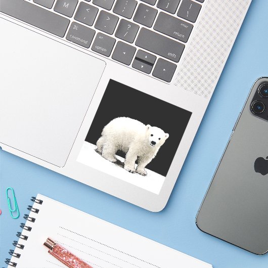 Polar Bear Cub Painting - Ursprüngliche Kunst, Dic Aufkleber (Laptop mit iPhone)