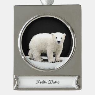 Polar Bear Cub Painting - Ursprüngliche Kunst, Dic Banner-Ornament Silber