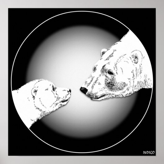 Polar Bear & Cub Poster Bären Kunst Prints & Gesch (Vorne)