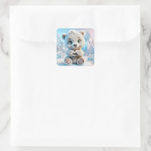 Polar Bear Cub Quadratischer Aufkleber (Tasche)
