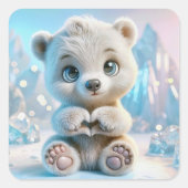 Polar Bear Cub Quadratischer Aufkleber (Vorderseite)
