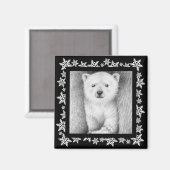 Polar Bear Cub Snowflake Weihnachtsmagnet Magnet (Vorderseite/Rückseite)