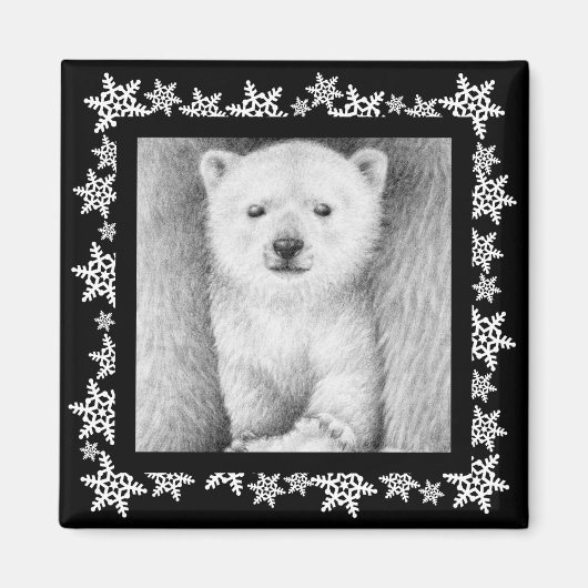 Polar Bear Cub Snowflake Weihnachtsmagnet Magnet (Vorne)