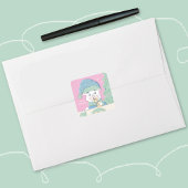 Polar Bear Cub Square Pink Weihnachtsaufkleber Quadratischer Aufkleber