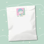 Polar Bear Cub Square Pink Weihnachtsaufkleber Quadratischer Aufkleber