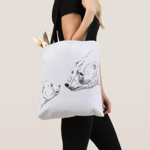 Polar Bear & Cub Tote Bag Bear Art Shopping Bag Tasche