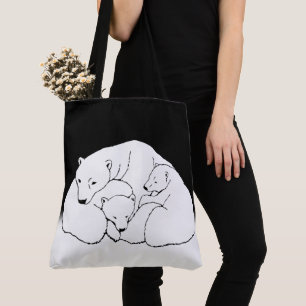 Polar Bear & Cub Tote Bag Bear Art Shopping Bag Tasche
