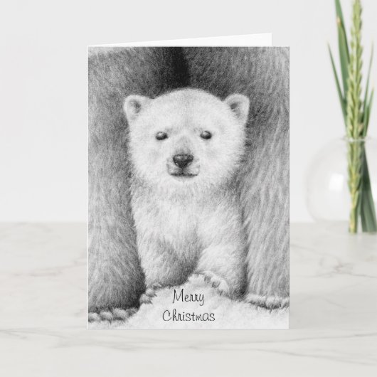Polar Bear Cub Weihnachtskarte Feiertagskarte (Vorderseite)