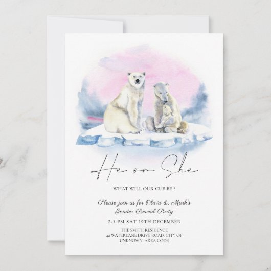 Polar Bear Cub Winter Weihnachtsgeschlecht Einladung (Vorderseite)