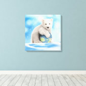 Polar Bear Cub World Leinwand (Insitu (Holzboden))