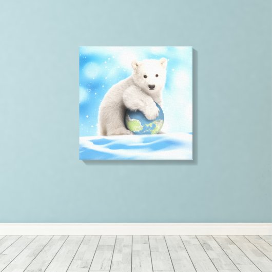 Polar Bear Cub World Leinwand (Insitu (Holzboden))