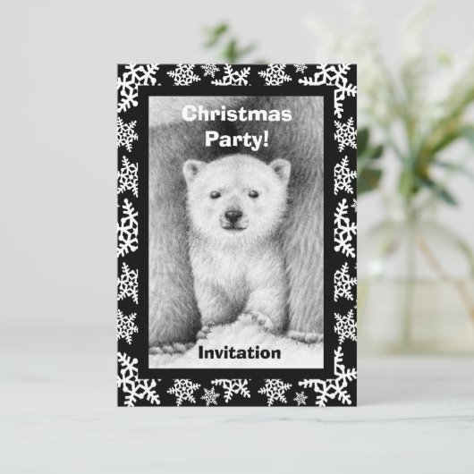 Polar Bear Cube Weihnachten Party Einladung (Stehend Vorderseite)