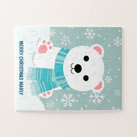 Polar Bear Cube Winter Schneeflocken Kinder Weihna Puzzle (Horizontal)