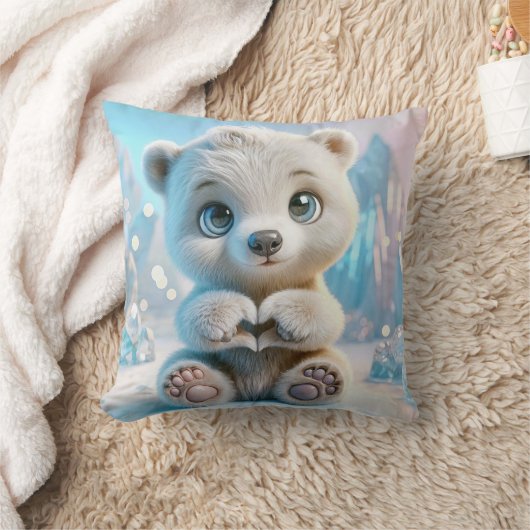 Polar Bear Cube with Heart Kissen (Decke)