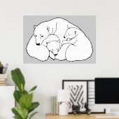 Polar Bear & Cubs Art Print Wildlife Wohngestaltun Poster (Heimbüro)