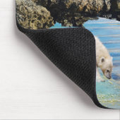 Polar Bear Cubs Fischen, Mousepad (Ecke)