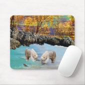 Polar Bear Cubs Fischen, Mousepad (Mit Mouse)