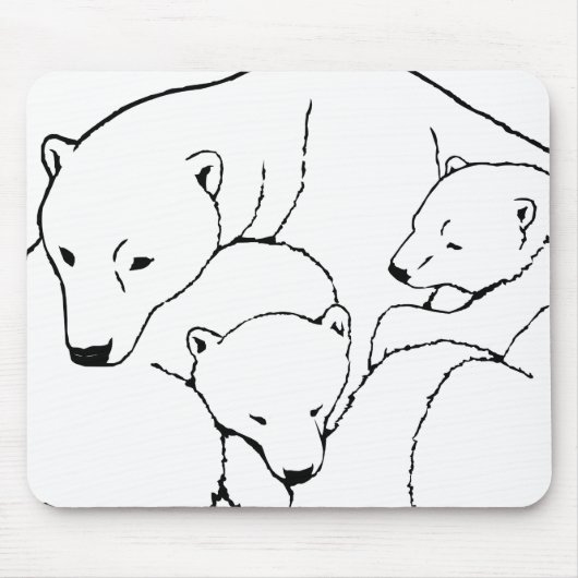 Polar Bear & Cubs Mousepad Twin Bears Art Mousepad (Vorne)