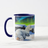 Polar Bear Cubs Spielen bei Snow Fantasy Art Tasse (Links)
