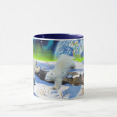 Polar Bear Cubs Spielen bei Snow Fantasy Art Tasse (Zentrum)