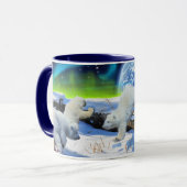Polar Bear Cubs Spielen bei Snow Fantasy Art Tasse (Vorderseite Links)