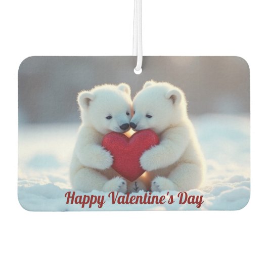 Polar Bear Cubs Valentine Air Freshener Autolufterfrischer (Vorderseite)