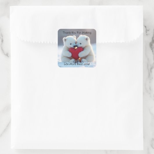 Polar Bear Cubs With Heart Sticker (Tasche)