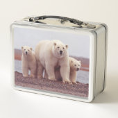 Polar Bear Cute Family Mother and Cubs Photo Metall Brotdose (Rückseite)