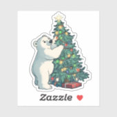 Polar Bear Decoration eines Weihnachtsbaumes Aufkleber (Blatt)