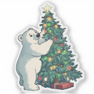 Polar Bear Decoration eines Weihnachtsbaumes Aufkleber