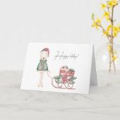 Polar Bear Dressed for Christmas Sleigh Karte (Gelbe Blume)