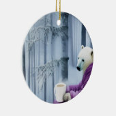 Polar Bear Drink Coffee Keramik Ornament (Rechts)