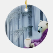 Polar Bear Drink Coffee Keramik Ornament (Hinten)