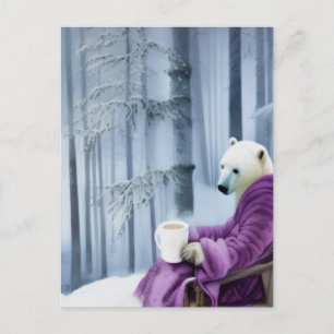 Polar Bear Drink Coffee Postkarte