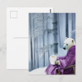 Polar Bear Drink Coffee Postkarte (Vorne/Hinten)
