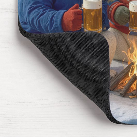 Polar Bear Drinking Around a Campfire  Mousepad (Ecke)