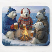 Polar Bear Drinking Around a Campfire  Mousepad (Vorne)