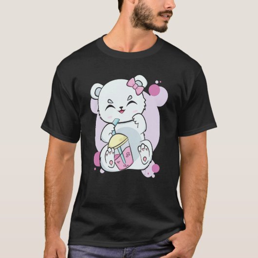 Polar Bear Drinking Boba Flavor With Black Milk Te T-Shirt (Vorderseite)