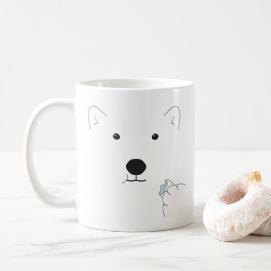 Polar Bear Eating a Marshmallow (Light Blue) Kaffeetasse (Mit Donut)