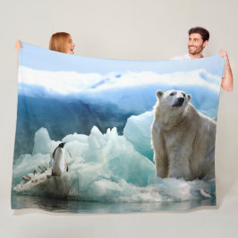 POLAR BEAR ERSUCHT PENGUIN ZUM MITTAGESSEN FLEECEDECKE