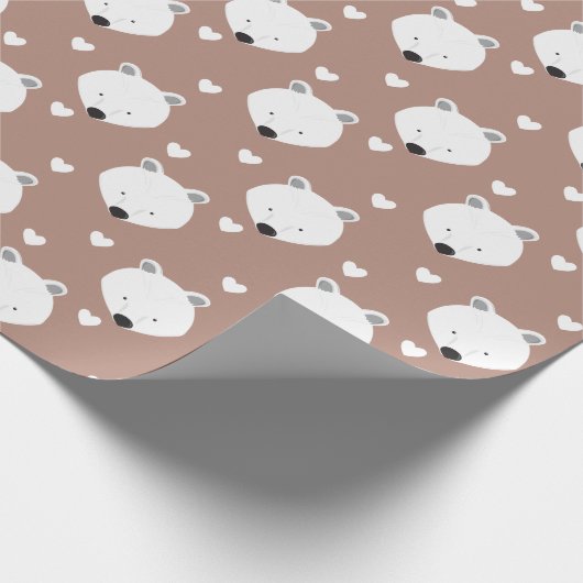 Polar Bear Face Herztier Geschenkpapier (Ecke)