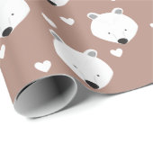Polar Bear Face Herztier Geschenkpapier (Rolleneckpunkt)