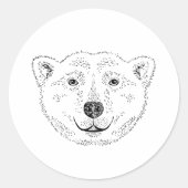 Polar Bear Face Line Kunst-Sketch-Illustration Runder Aufkleber (Vorderseite)