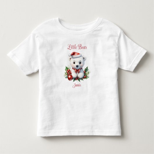 Polar Bear Familie passt Weihnachts Pajama Name Kleinkind T-shirt (Vorderseite)