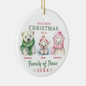 Polar Bear Familie von drei ersten Weihnachten Keramik Ornament (Rechts)
