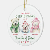 Polar Bear Familie von drei ersten Weihnachten Keramik Ornament (Links)