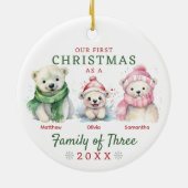Polar Bear Familie von drei ersten Weihnachten Keramik Ornament (Hinten)