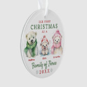 Polar Bear Familie von drei ersten Weihnachten Ornament (Vorderseite)